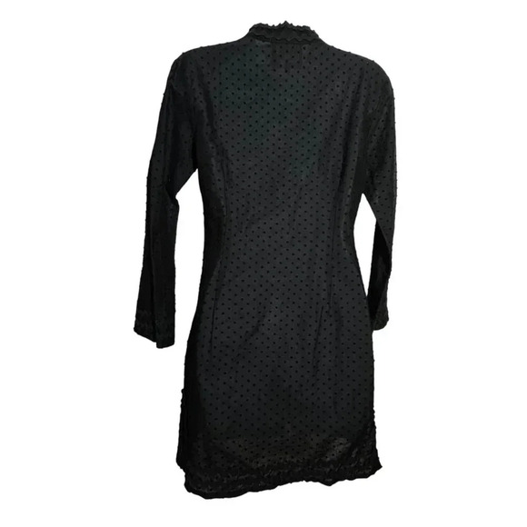 Sail to Sable size 0 XS black swiss dot tunic dress long sleeves cotton voile - Picture 4 of 7
